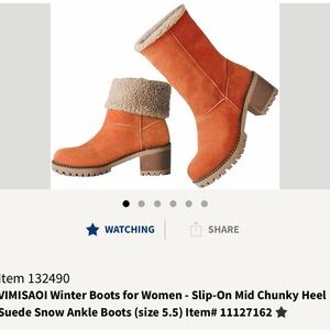 Women's Orange Suede Winter Boots
